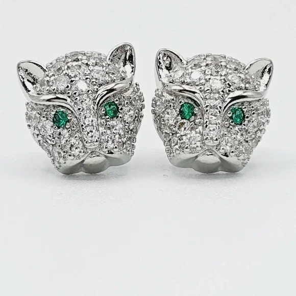 💝925 Sterling Plated Shiny Crystal Sparkling Stud Earrings for Women,UNVN12448 - Picture 3 of 6